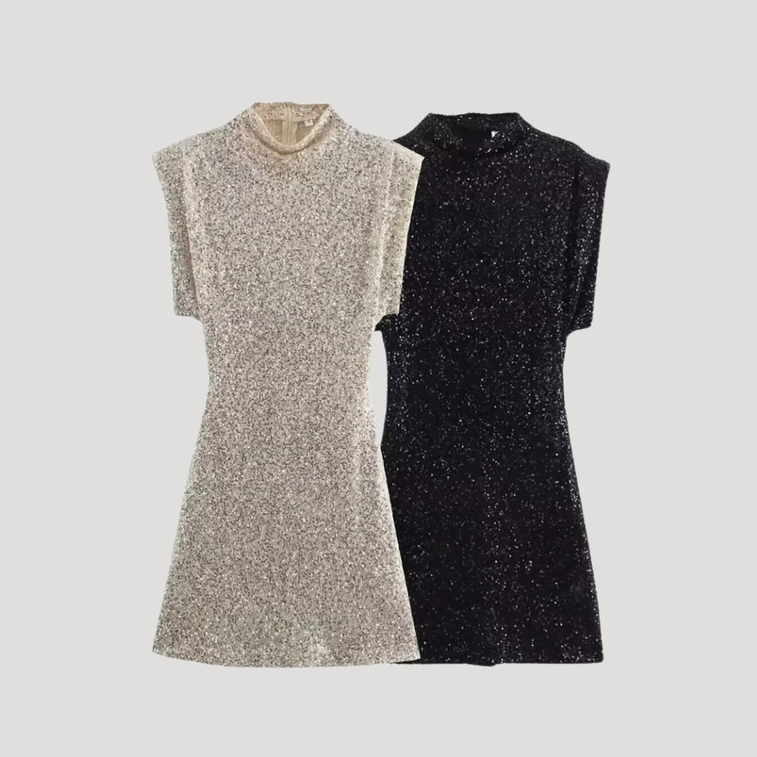 Glitter high-neck party dress