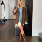 Women’s long suede smart oversized trench coat