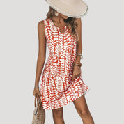 Women’s sleeveless printed knee length shift dress