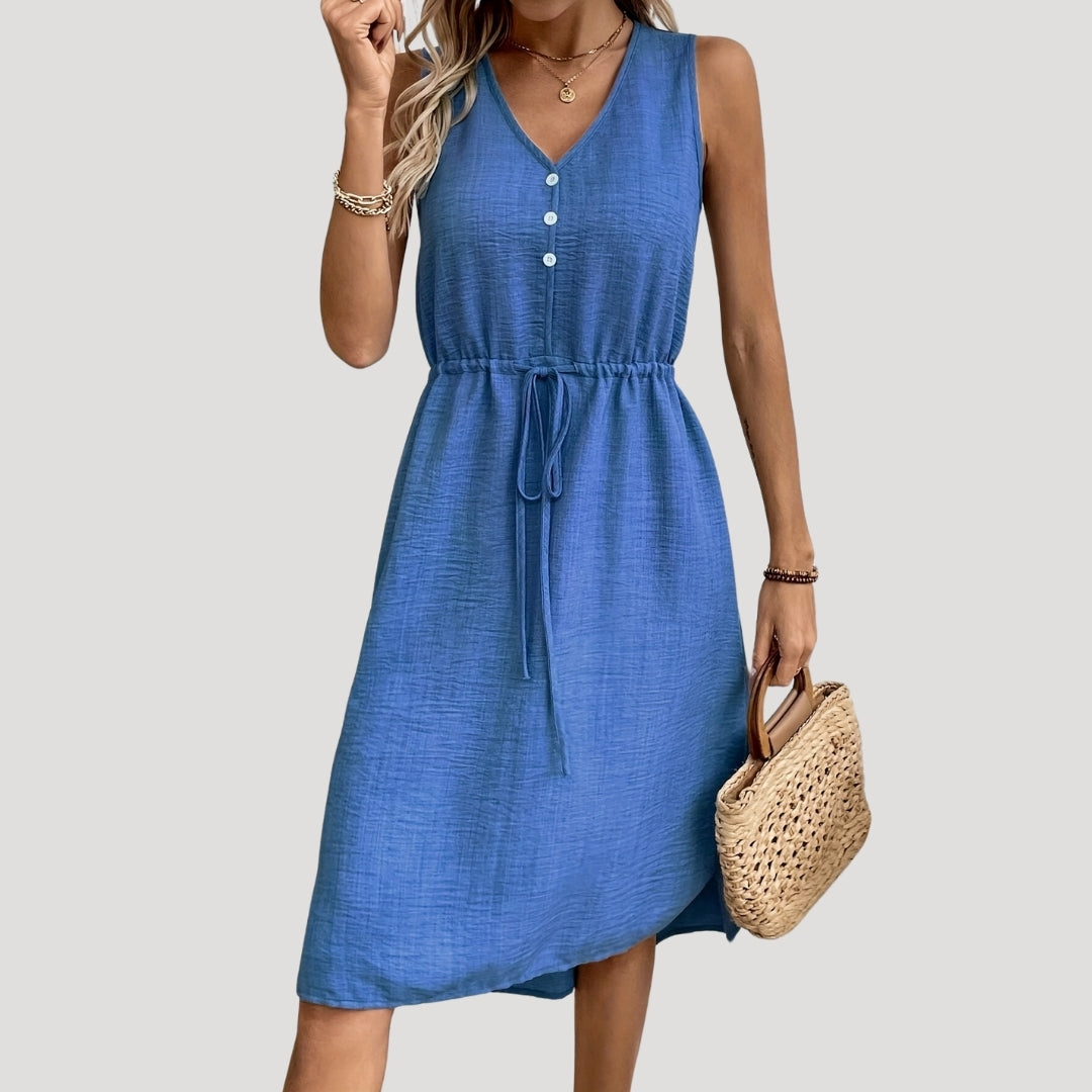 Sleeveless button-front midi dress