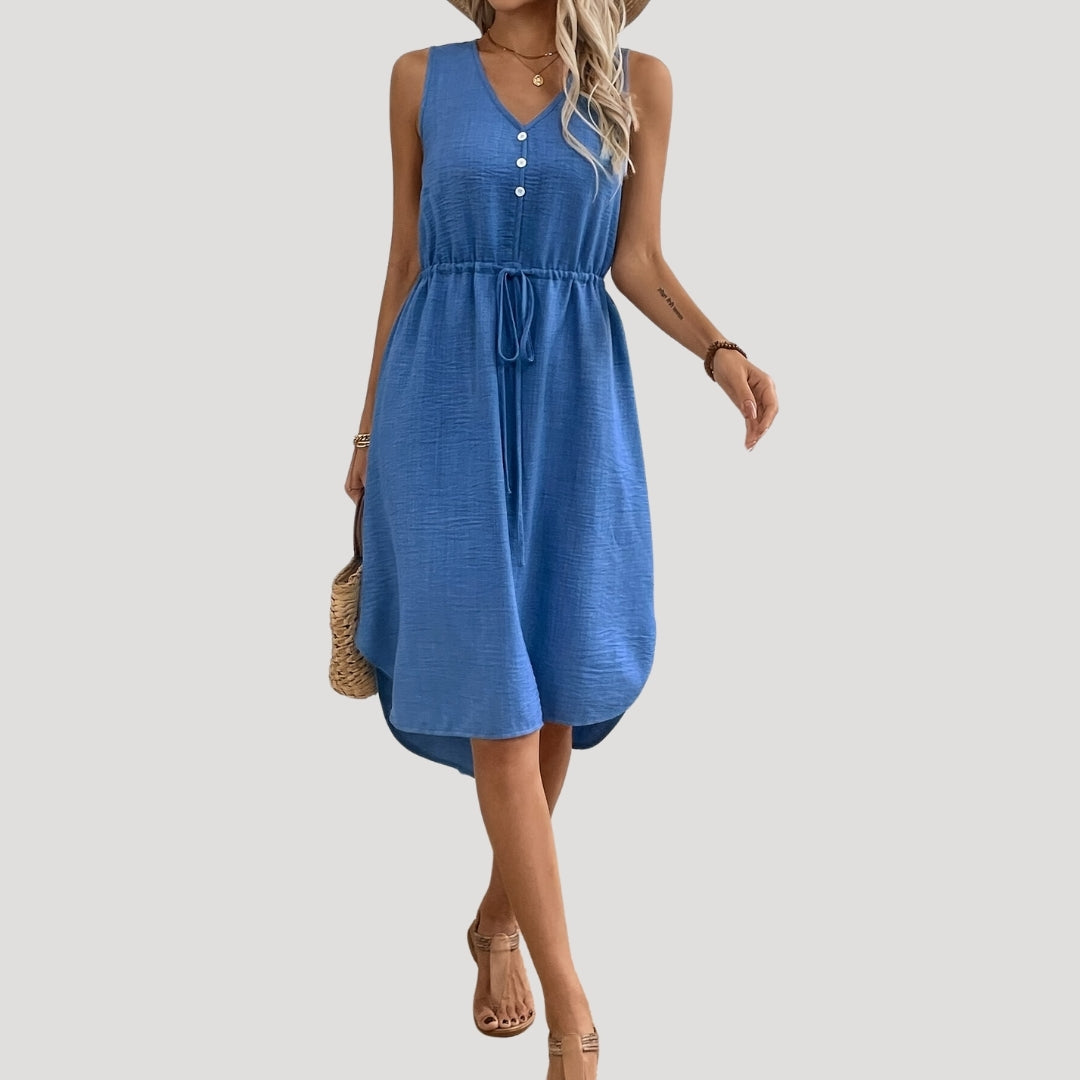 Sleeveless button-front midi dress