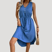 Sleeveless button-front midi dress