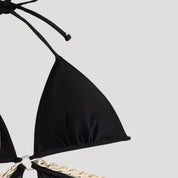 Sheer chain-detail three-piece bikini set