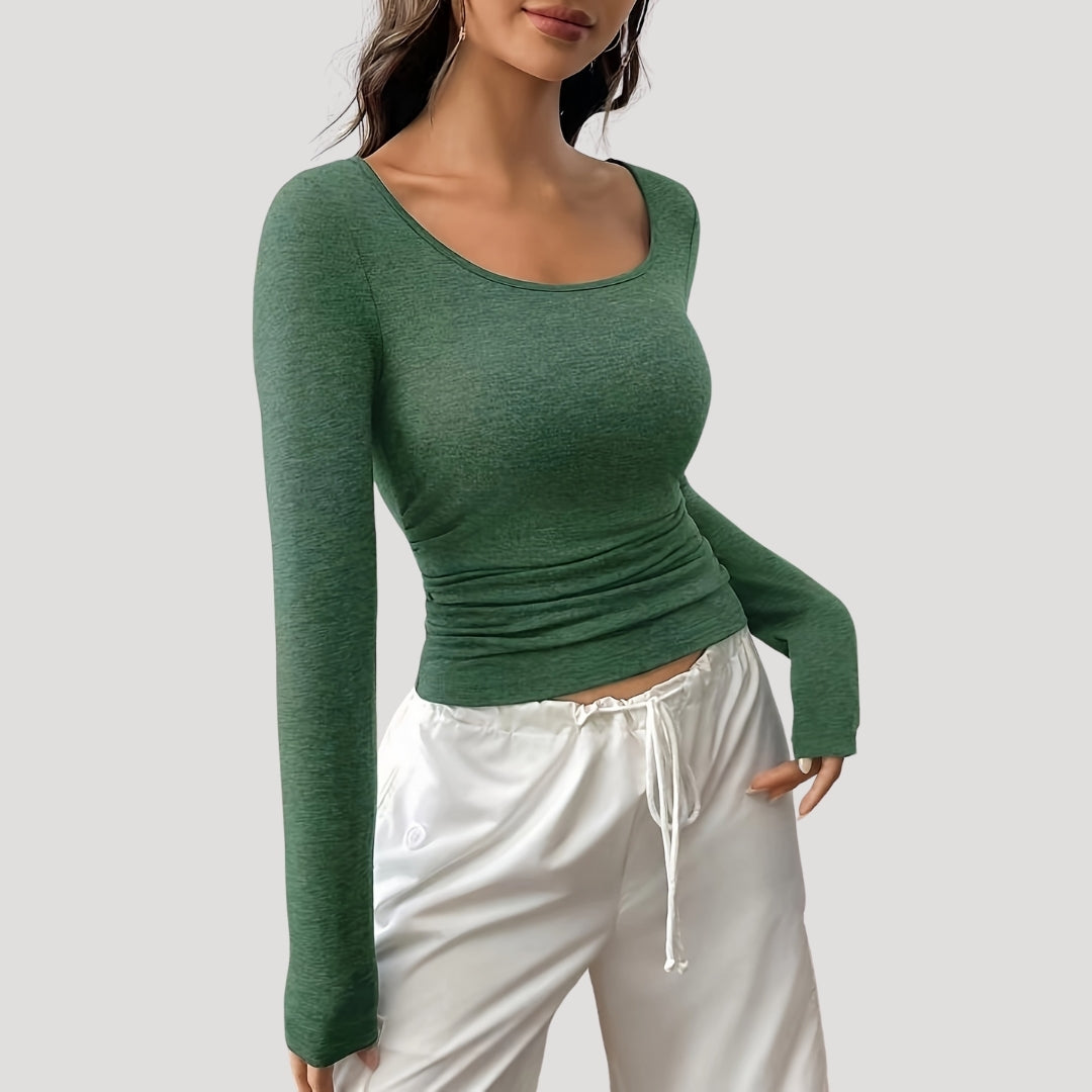 Fitted ruched long sleeve top