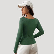 Fitted ruched long sleeve top