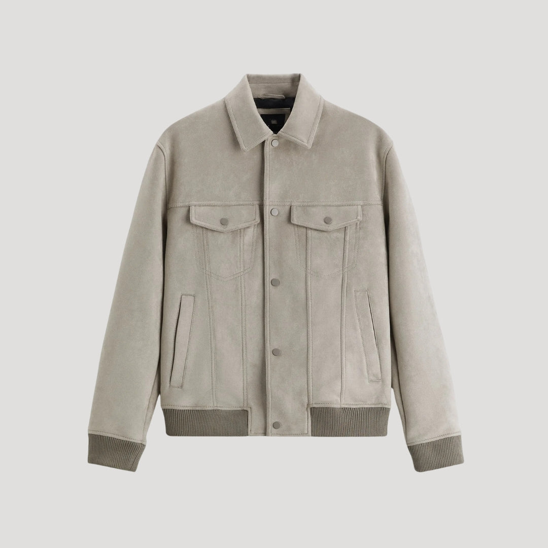 Men’s suede bomber jacket smart casual winter style