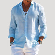 Men’s long sleeve linen button casual shirt
