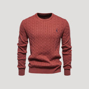 Men cable-knit cotton sweater