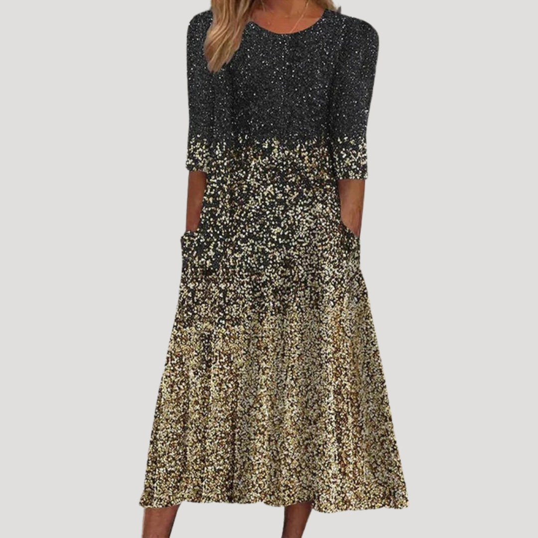 Women’s printed long sleeve midi dress