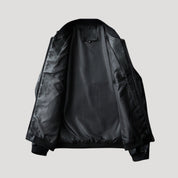 Men’s faux leather bomber jacket zip front