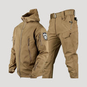 Men’s waterproof winter coat and cargo trousers set