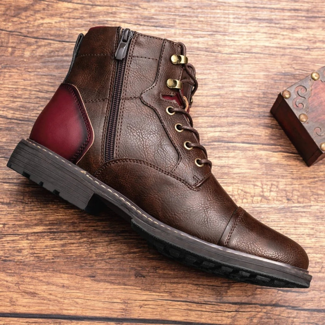 Men’s brown lace up leather ankle boots