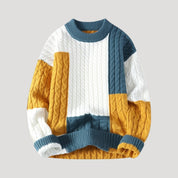 Colorblock cable knit sweater