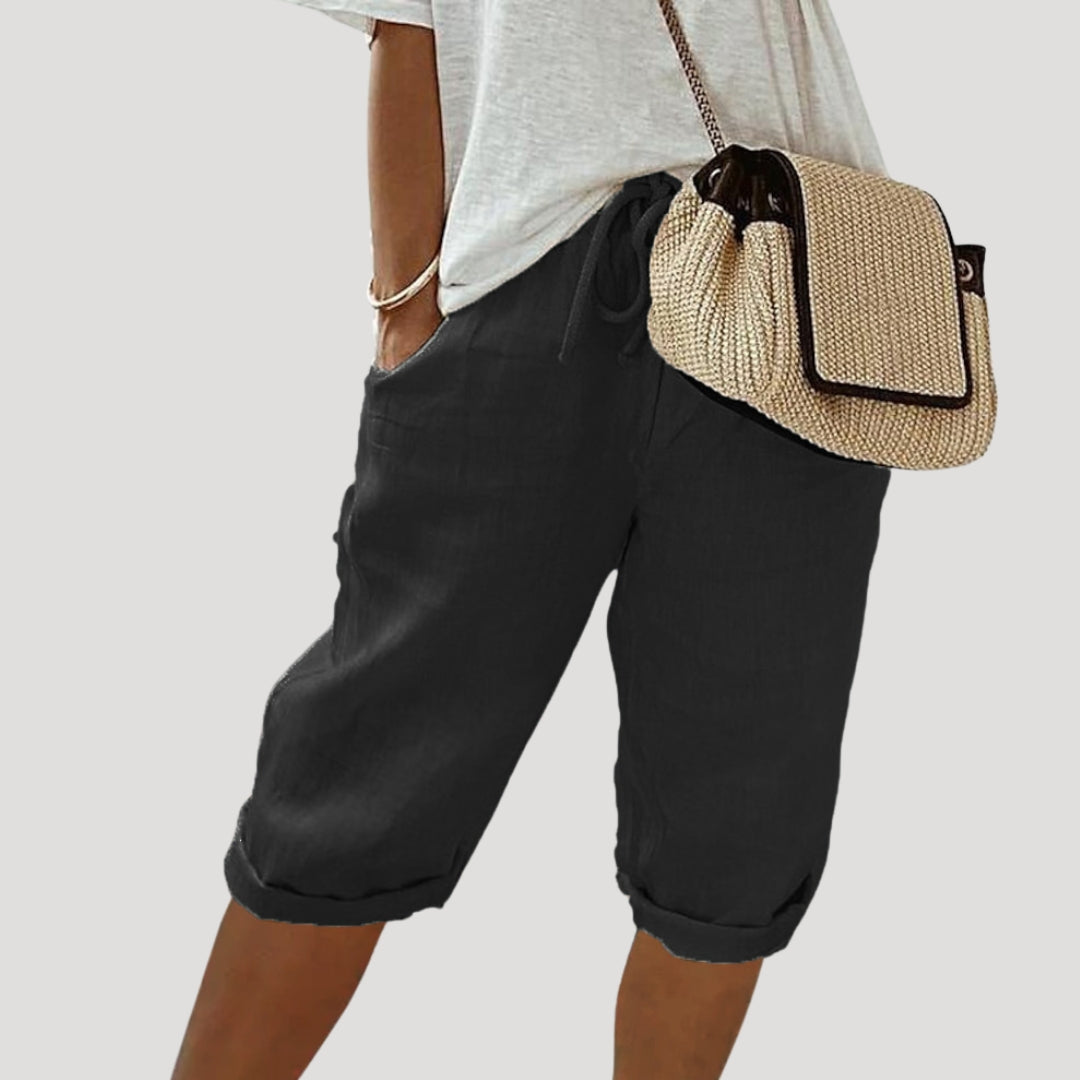 Women’s linen knee length bermuda casual shorts