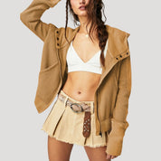 Women’s cropped zip up knit jumper top