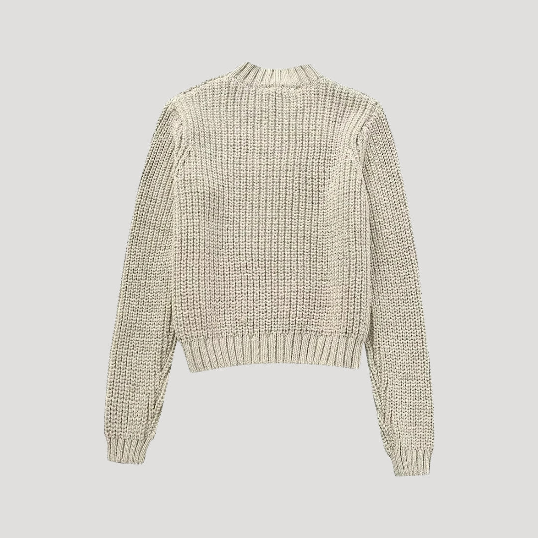 Women chunky knit pocket sweater