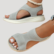 Women’s knit slip on flat walking sandals