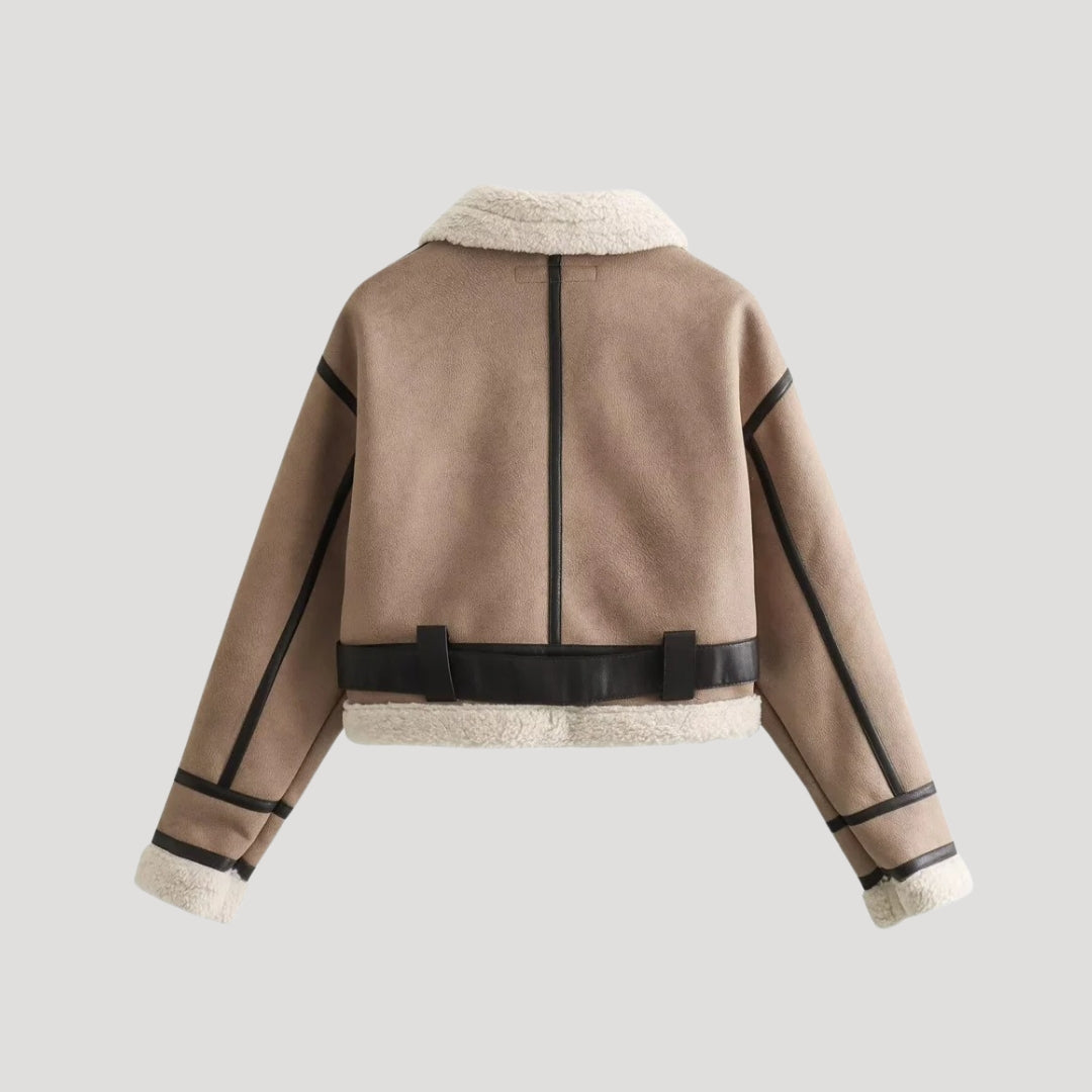 Women shearling-lined aviator jacket