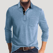 Men’s long sleeve polo shirt with pocket