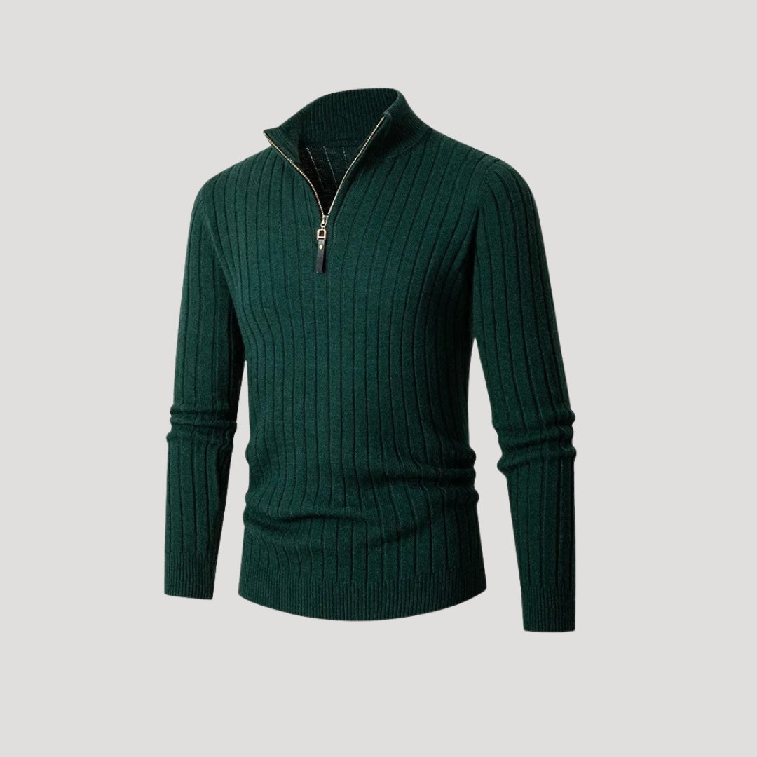 Men ribbed half-zip pullover