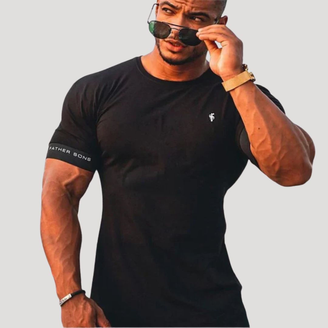 Men's spring casual outdoor sports fashion fitness t-shirt