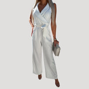 Women’s sleeveless wrap wide leg occasion jumpsuit