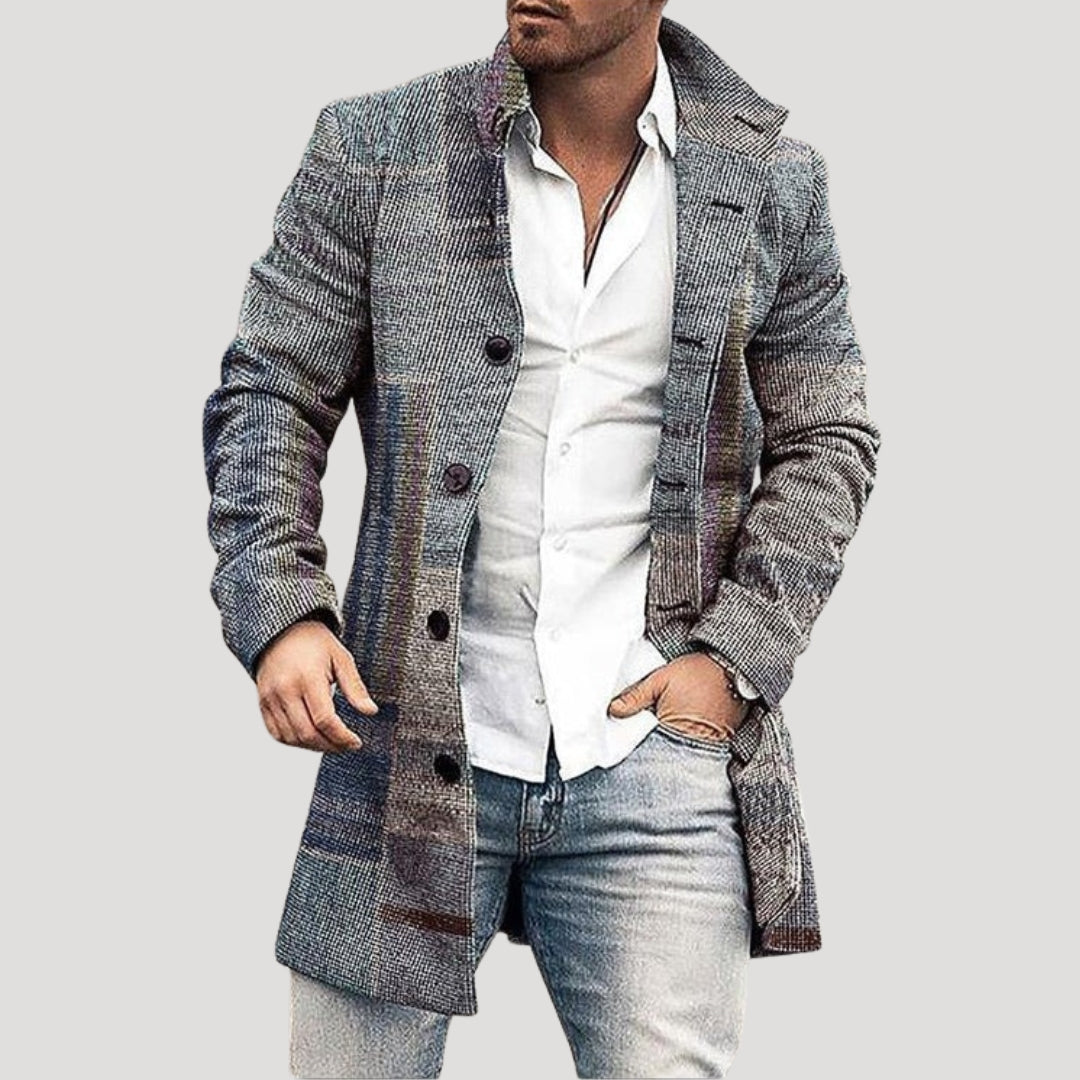 Men’s tailored long formal overcoat button front