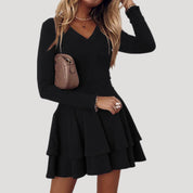 Women’s long sleeve v neck skater dress