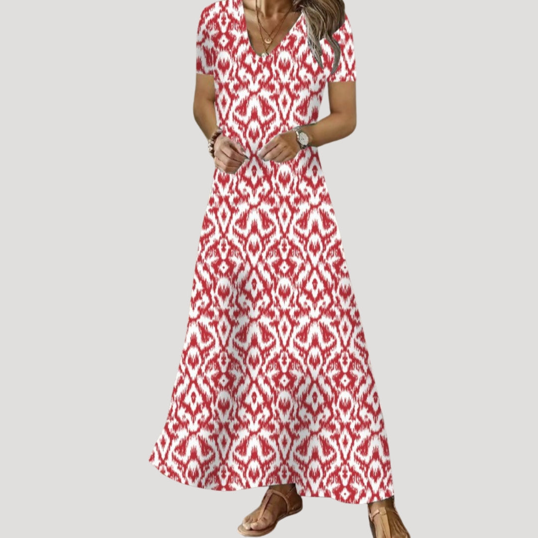 Women’s v neck printed maxi dress