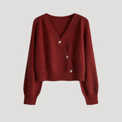 Women’s chunky knit v neck button up cardigan