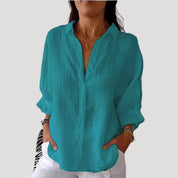 Women’s linen long sleeve button shirt blouse