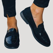 Women’s black leather loafers smart slip ins shoes