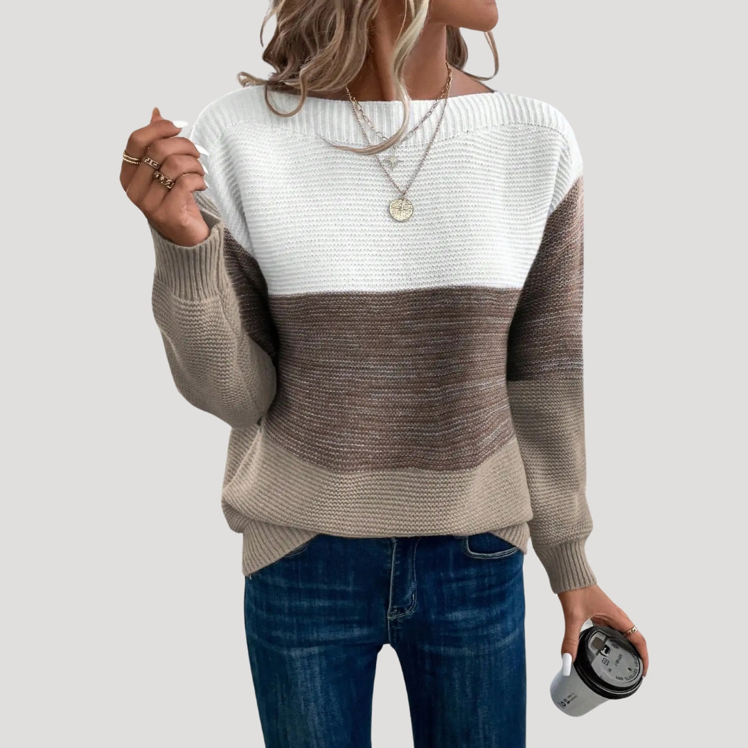 Women color-block knit sweater