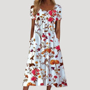 Women’s floral short sleeve midi summer dress