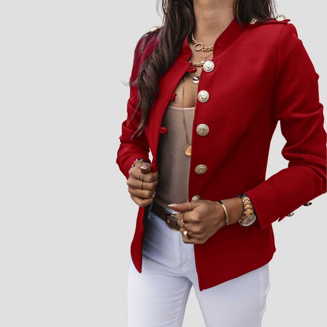 Women’s tailored spring jacket with button fastening