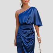 Women's one shoulder midi wedding guest dress