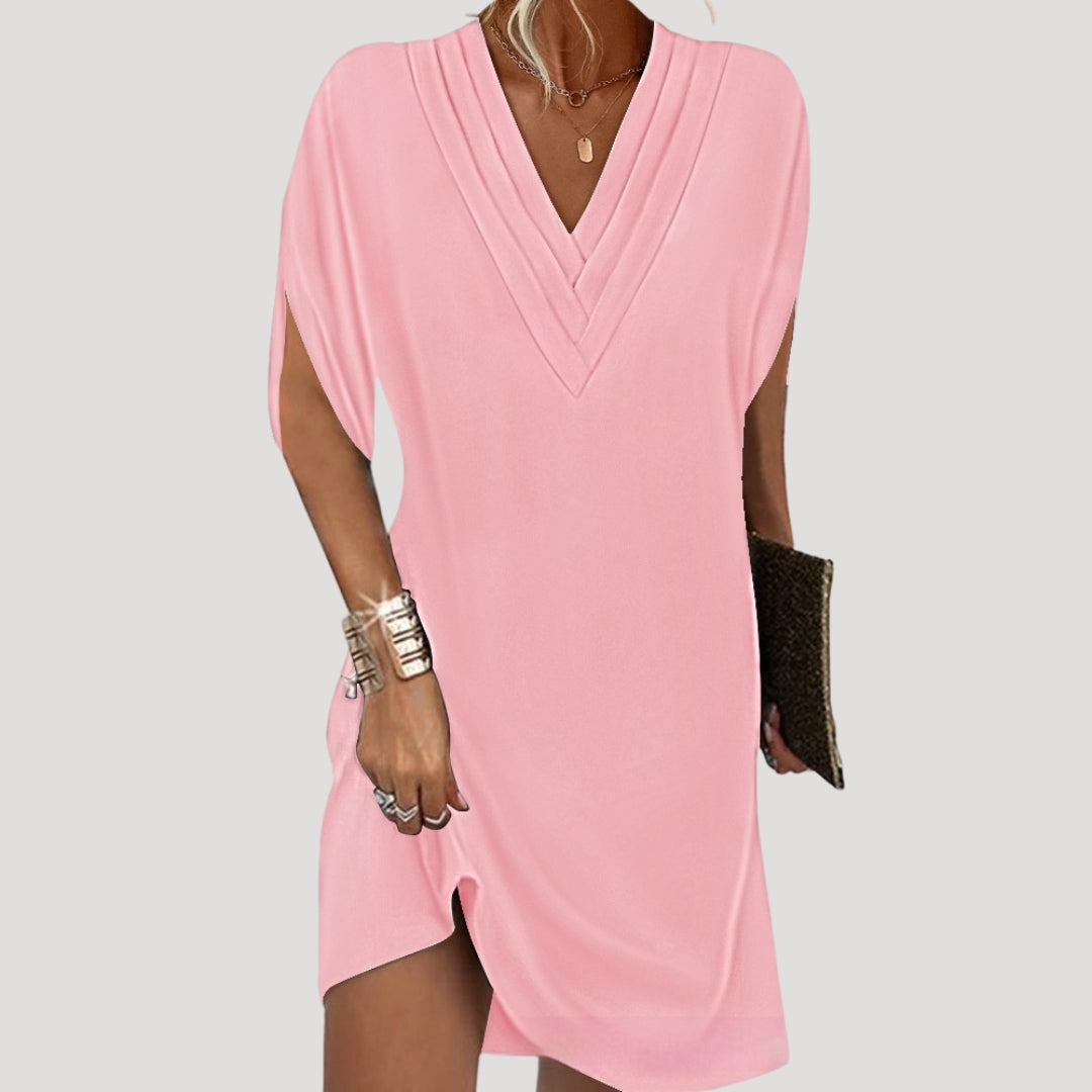 Women’s v neck casual mini dress with slit