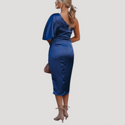 Women's one shoulder midi wedding guest dress
