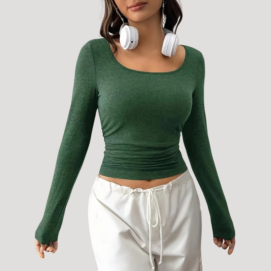 Fitted ruched long sleeve top