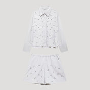 Pearl embellished cotton co-ord set