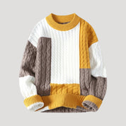 Colorblock cable knit sweater