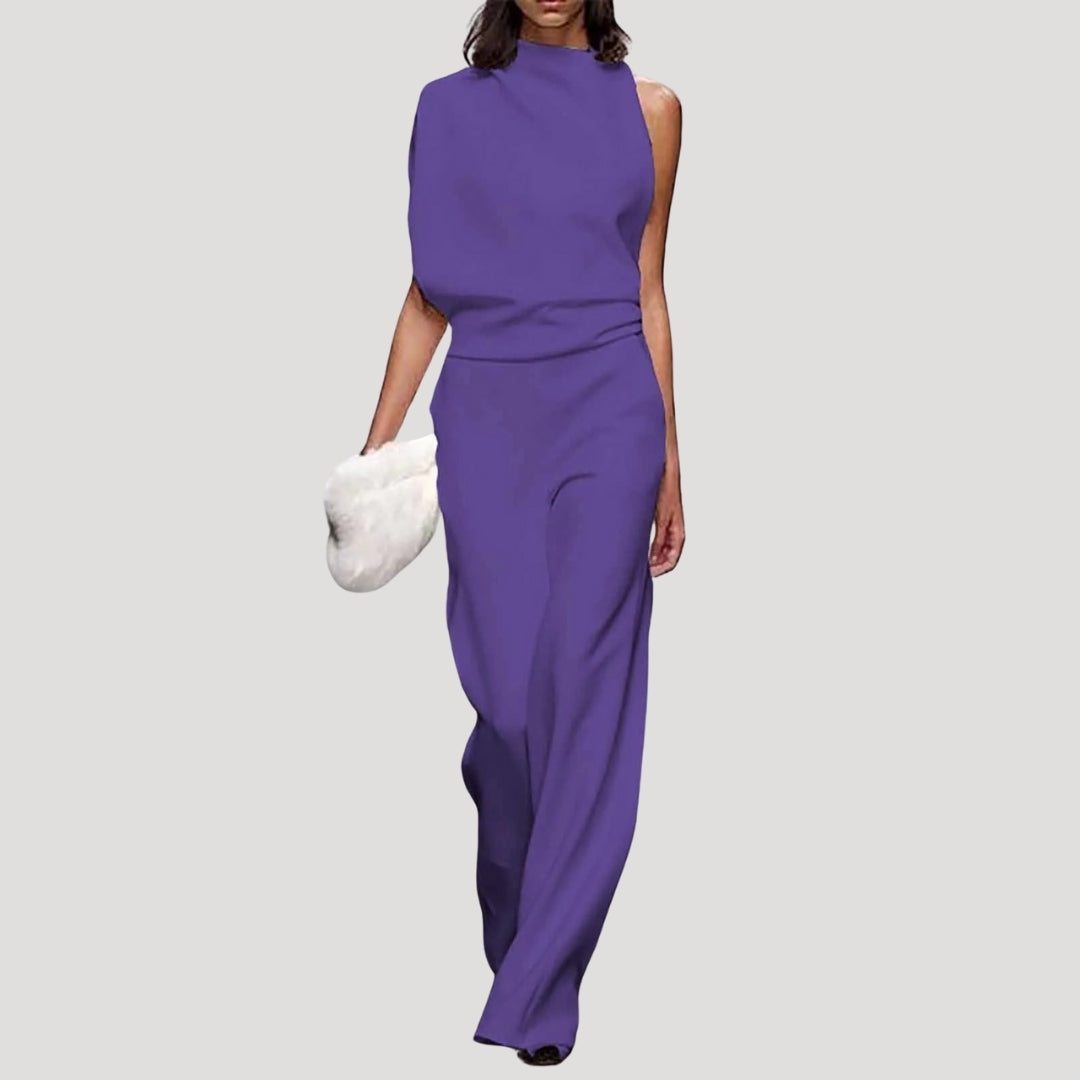 Women’s wide leg one shoulder wedding guest jumpsuit