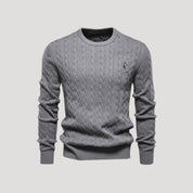 Men cable-knit cotton sweater