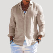 Men’s long sleeve linen button casual shirt
