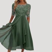 Women’s lace chiffon long sleeve midi occasion dress