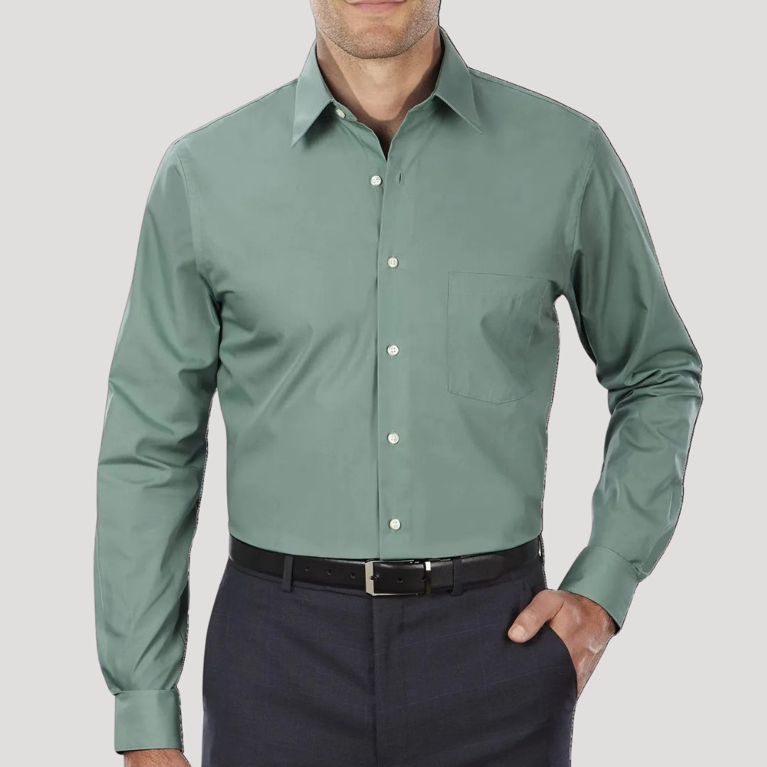 Men’s long sleeve formal button front work shirt