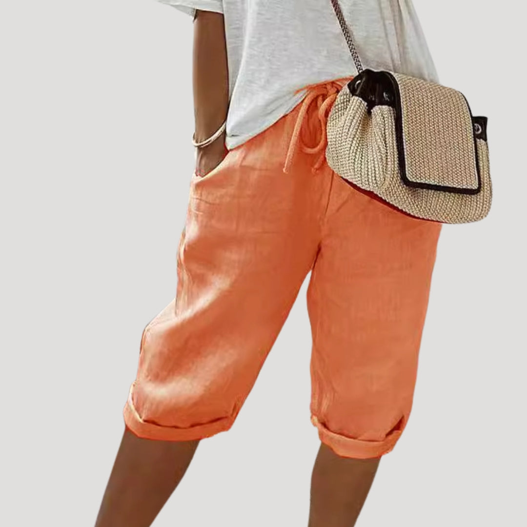 Women’s linen knee length bermuda casual shorts