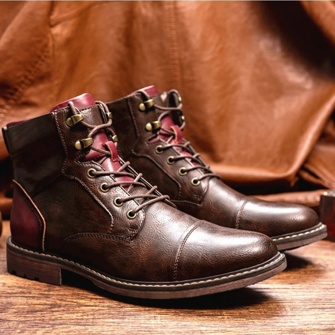 Men’s brown lace up leather ankle boots