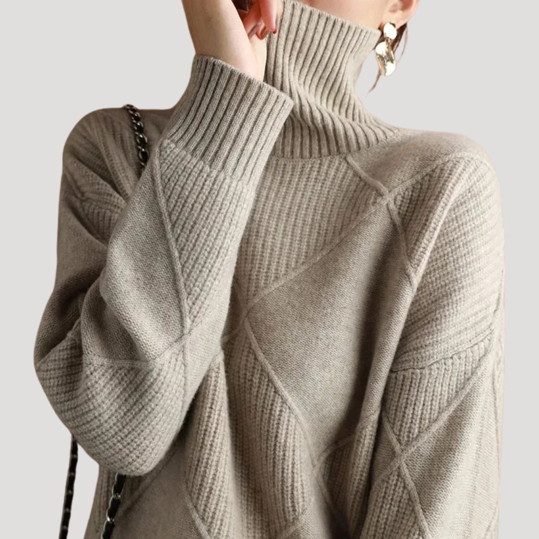 Women's turtleneck diamond sweater