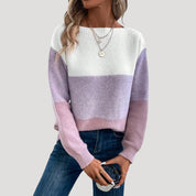 Women color-block knit sweater